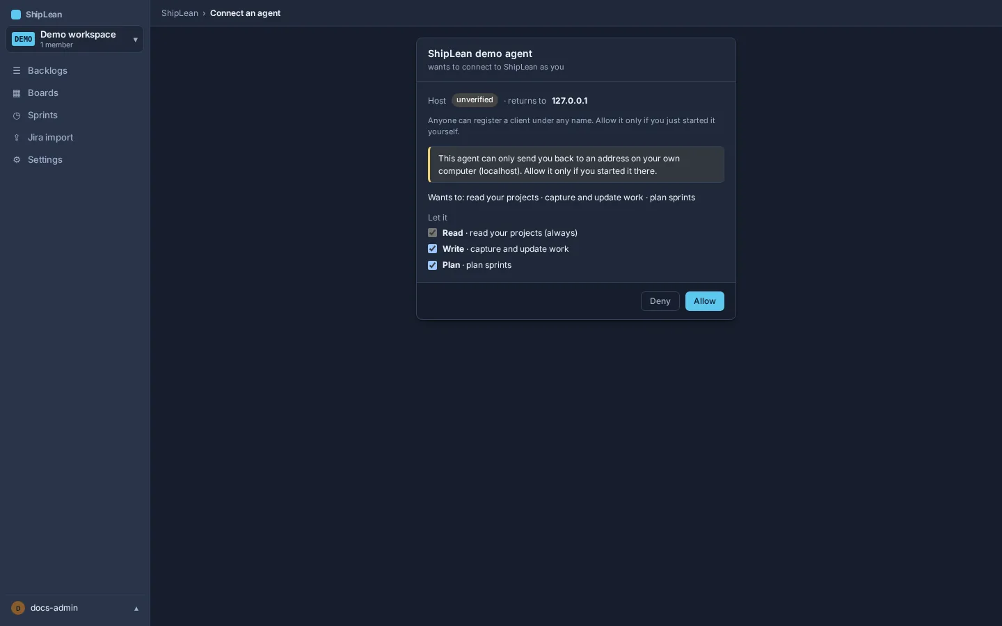 Consent showing read as always granted, write selected, and plan as an additional scope.