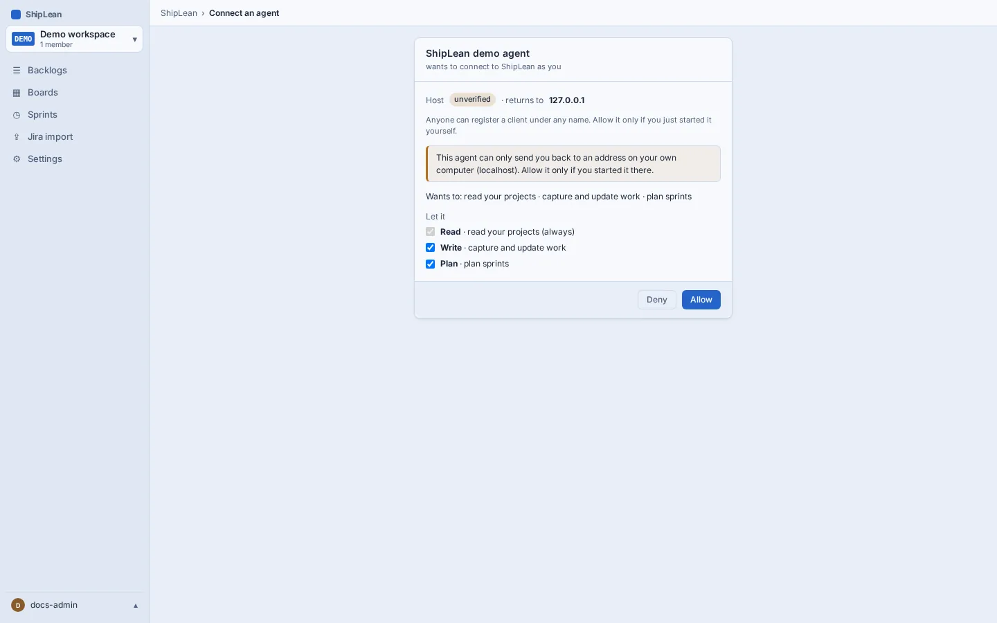Consent showing read as always granted, write selected, and plan as an additional scope.